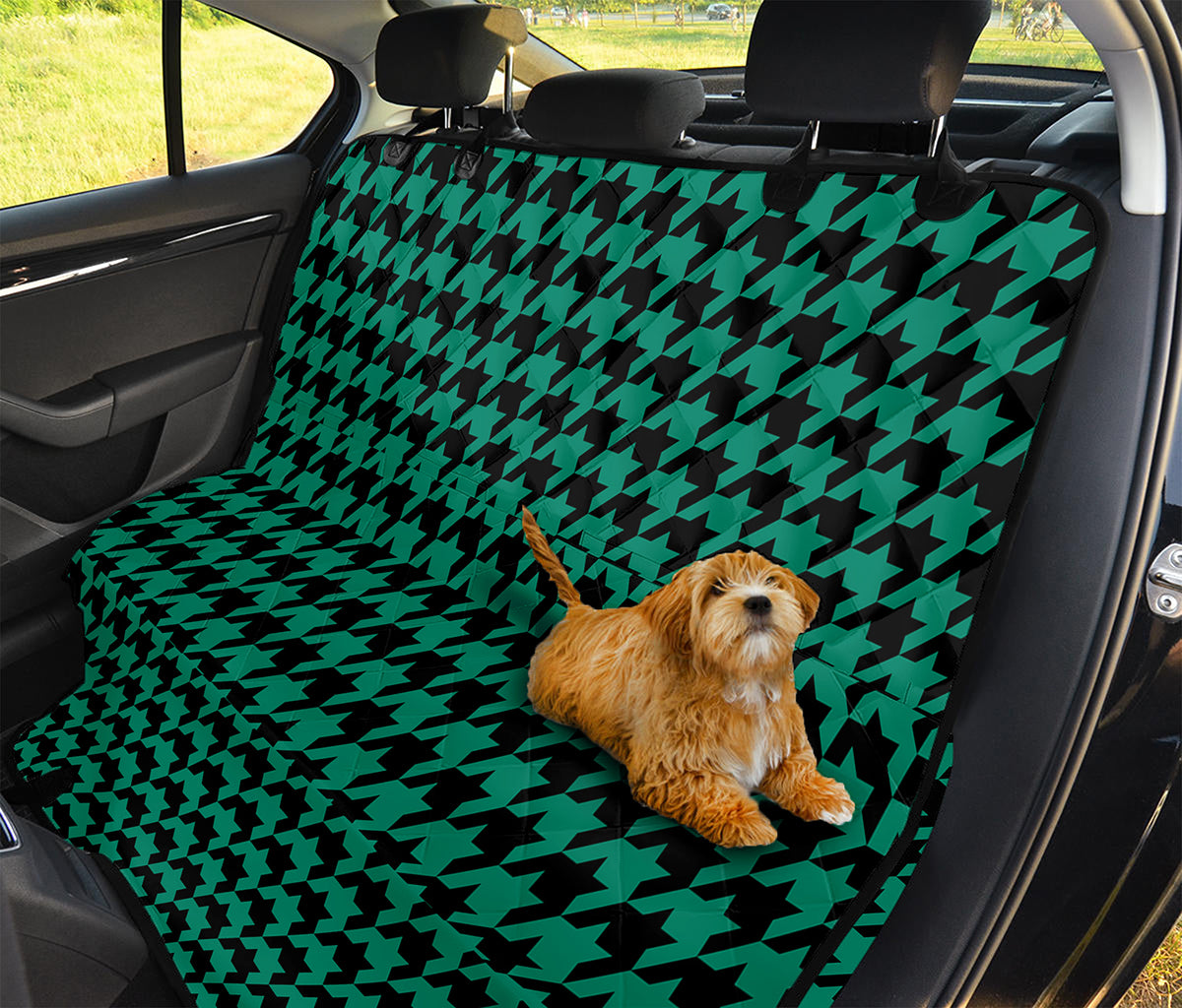 Jungle Green And Black Houndstooth Print Pet Car Back Seat Cover