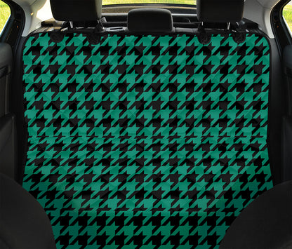 Jungle Green And Black Houndstooth Print Pet Car Back Seat Cover