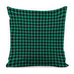 Jungle Green And Black Houndstooth Print Pillow Cover