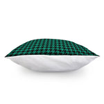 Jungle Green And Black Houndstooth Print Pillow Cover