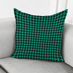 Jungle Green And Black Houndstooth Print Pillow Cover
