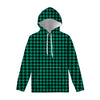 Jungle Green And Black Houndstooth Print Pullover Hoodie