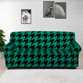 Jungle Green And Black Houndstooth Print Sofa Cover