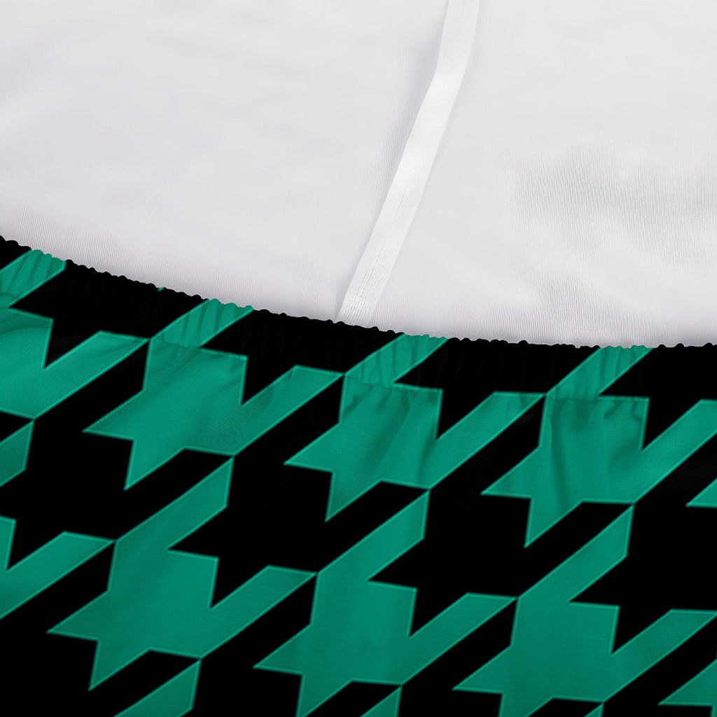Jungle Green And Black Houndstooth Print Sofa Cover