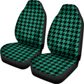 Jungle Green And Black Houndstooth Print Universal Fit Car Seat Covers