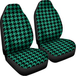 Jungle Green And Black Houndstooth Print Universal Fit Car Seat Covers