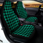 Jungle Green And Black Houndstooth Print Universal Fit Car Seat Covers