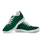 Jungle Green And Black Houndstooth Print White Sneakers