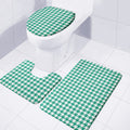 Jungle Green And White Houndstooth Print 3 Piece Bath Mat Set