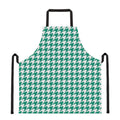 Jungle Green And White Houndstooth Print Apron