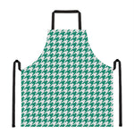 Jungle Green And White Houndstooth Print Apron