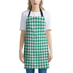 Jungle Green And White Houndstooth Print Apron