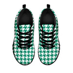 Jungle Green And White Houndstooth Print Black Sneakers