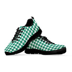 Jungle Green And White Houndstooth Print Black Sneakers