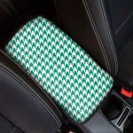 Jungle Green And White Houndstooth Print Car Center Console Cover