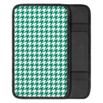 Jungle Green And White Houndstooth Print Car Center Console Cover