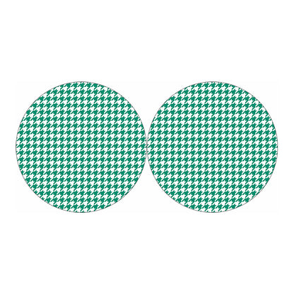 Jungle Green And White Houndstooth Print Car Coasters