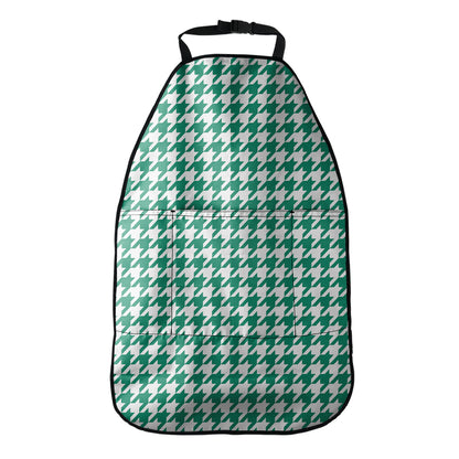 Jungle Green And White Houndstooth Print Car Seat Organizers