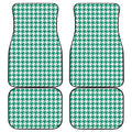 Jungle Green And White Houndstooth Print Front and Back Car Floor Mats