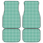 Jungle Green And White Houndstooth Print Front and Back Car Floor Mats