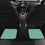 Jungle Green And White Houndstooth Print Front and Back Car Floor Mats