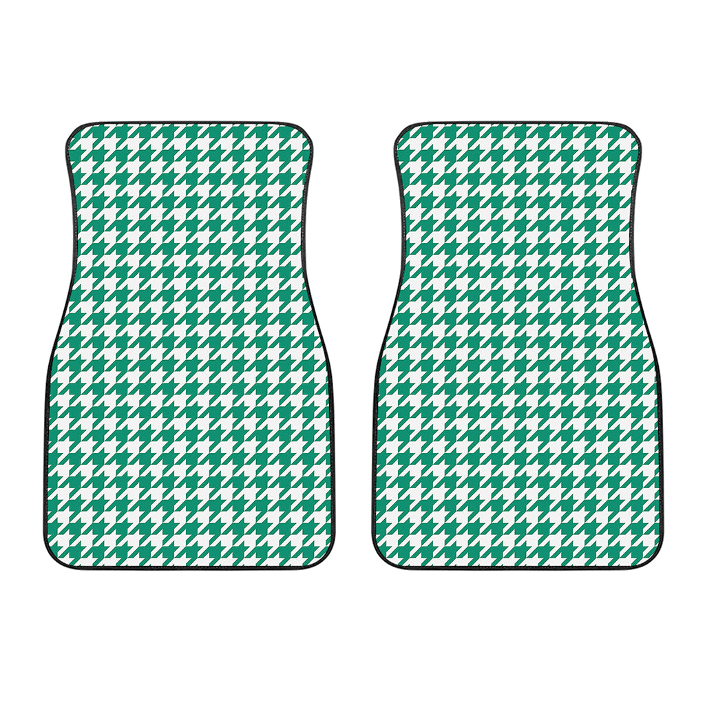 Jungle Green And White Houndstooth Print Front Car Floor Mats