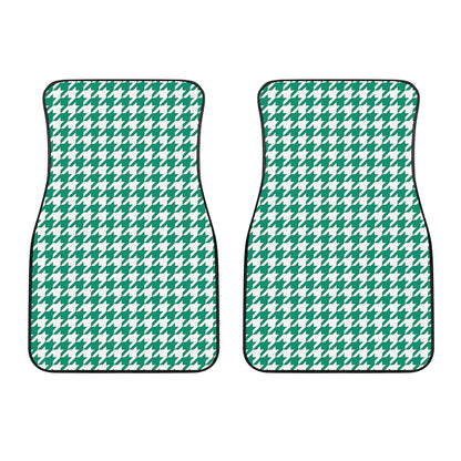 Jungle Green And White Houndstooth Print Front Car Floor Mats