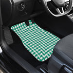 Jungle Green And White Houndstooth Print Front Car Floor Mats