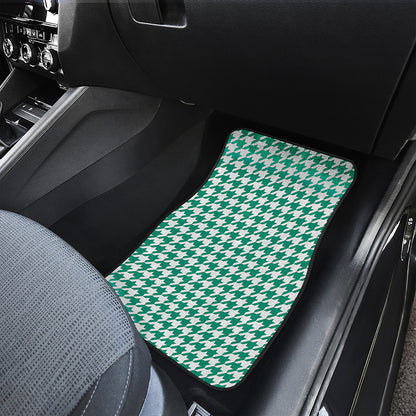 Jungle Green And White Houndstooth Print Front Car Floor Mats