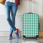 Jungle Green And White Houndstooth Print Luggage Cover