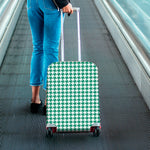 Jungle Green And White Houndstooth Print Luggage Cover