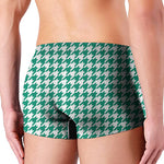Jungle Green And White Houndstooth Print Men's Boxer Briefs