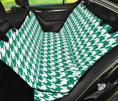 Jungle Green And White Houndstooth Print Pet Car Back Seat Cover