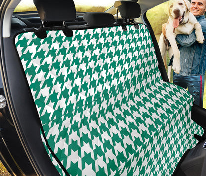 Jungle Green And White Houndstooth Print Pet Car Back Seat Cover