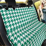 Jungle Green And White Houndstooth Print Pet Car Back Seat Cover