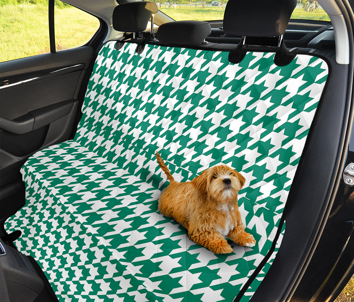 Jungle Green And White Houndstooth Print Pet Car Back Seat Cover