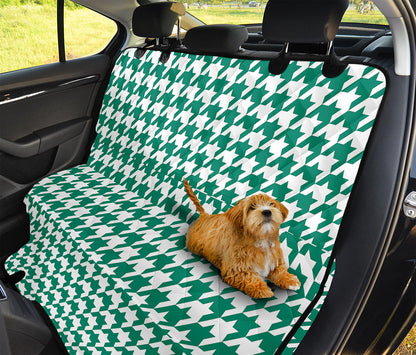 Jungle Green And White Houndstooth Print Pet Car Back Seat Cover