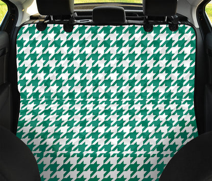 Jungle Green And White Houndstooth Print Pet Car Back Seat Cover