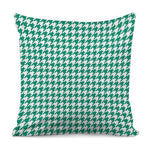 Jungle Green And White Houndstooth Print Pillow Cover