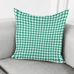 Jungle Green And White Houndstooth Print Pillow Cover