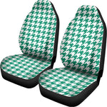 Jungle Green And White Houndstooth Print Universal Fit Car Seat Covers