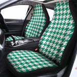 Jungle Green And White Houndstooth Print Universal Fit Car Seat Covers
