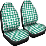 Jungle Green And White Houndstooth Print Universal Fit Car Seat Covers