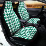 Jungle Green And White Houndstooth Print Universal Fit Car Seat Covers