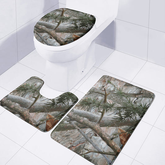 Jungle Hunting Camouflage Print 3 Piece Bath Mat Set
