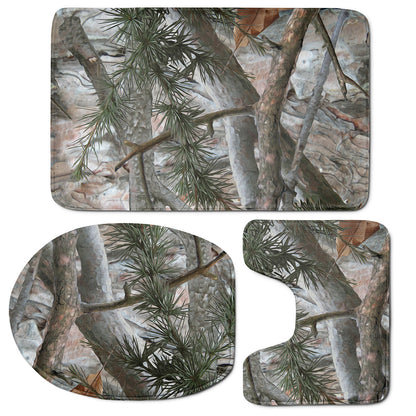 Jungle Hunting Camouflage Print 3 Piece Bath Mat Set
