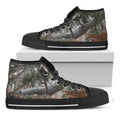 Jungle Hunting Camouflage Print Black High Top Sneakers