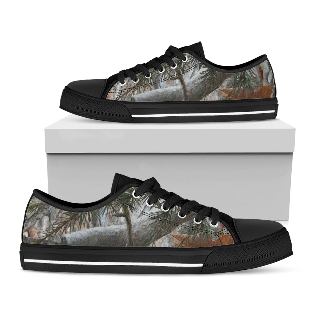 Jungle Hunting Camouflage Print Black Low Top Shoes