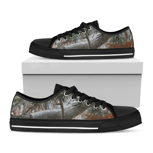 Jungle Hunting Camouflage Print Black Low Top Shoes