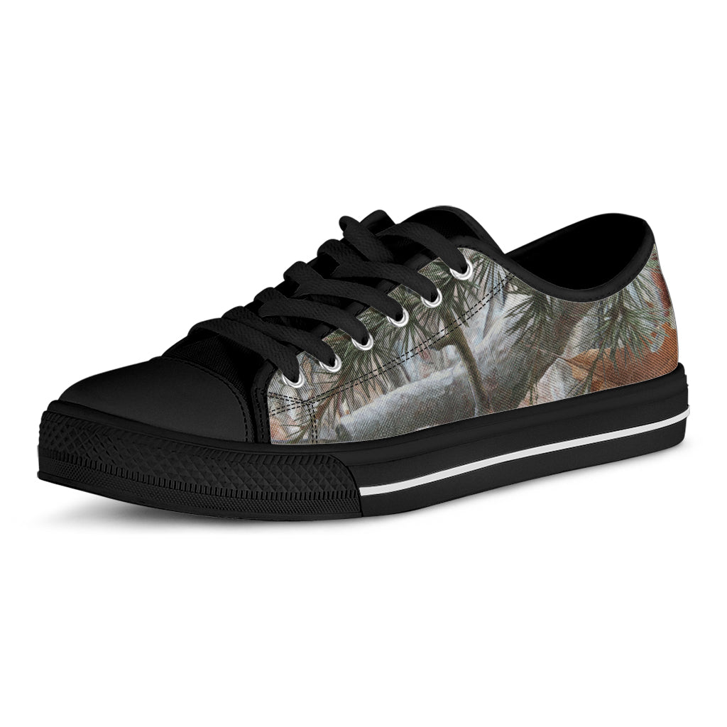 Jungle Hunting Camouflage Print Black Low Top Shoes
